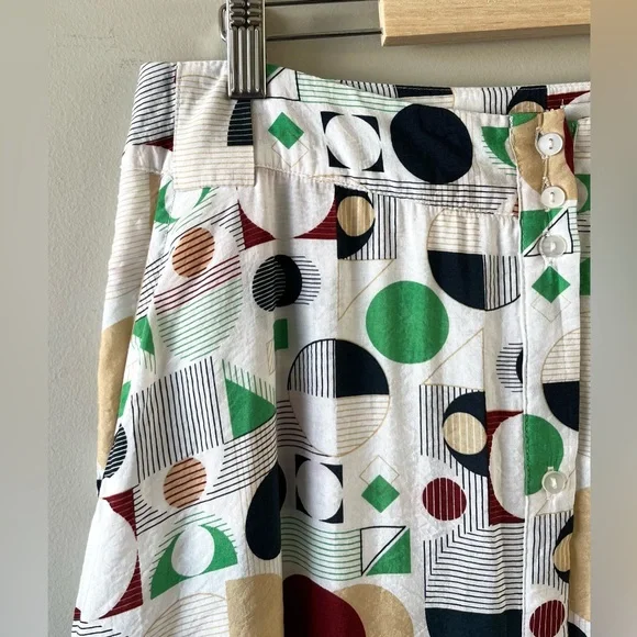 ICHI Geometric Print Maxi Skirt Multicolor Button Front Skirt - Picture 5 of 9